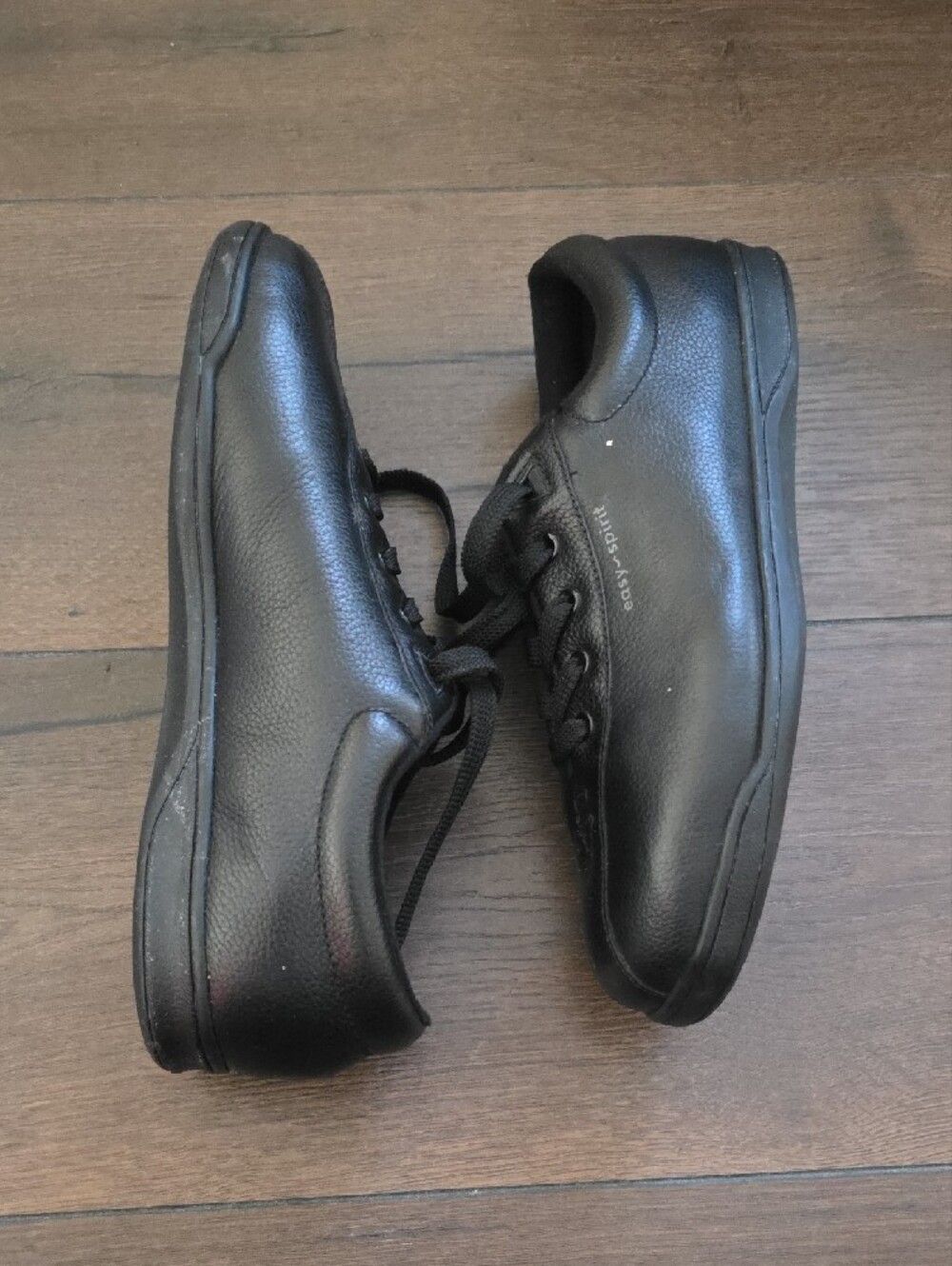 Easy Spirit Womens Black Leather Lace-Up Sneakers - Picture 6 of 6